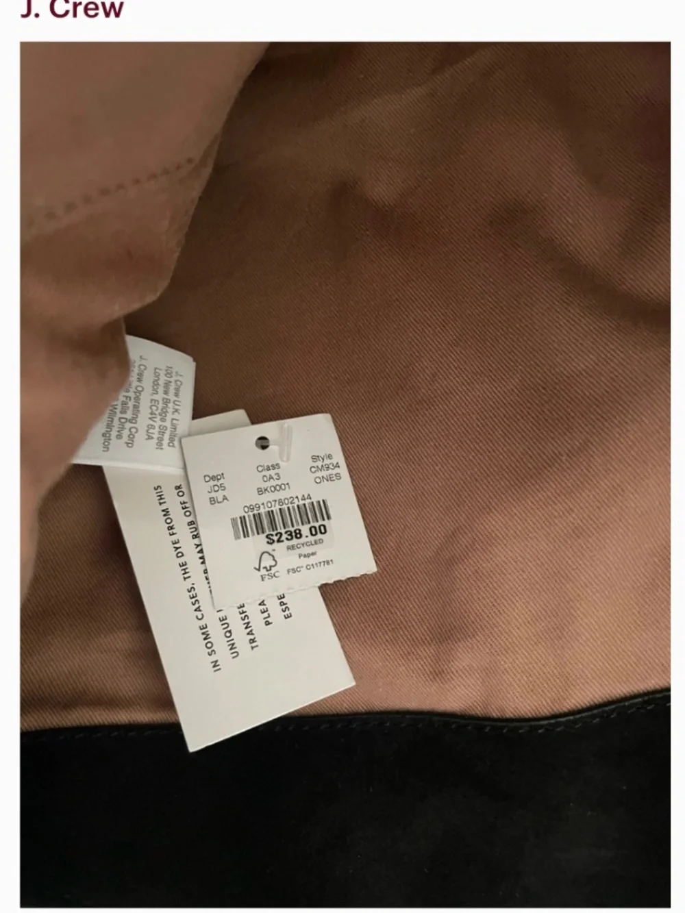 J Crew Large Berkeley Black Suede Bag